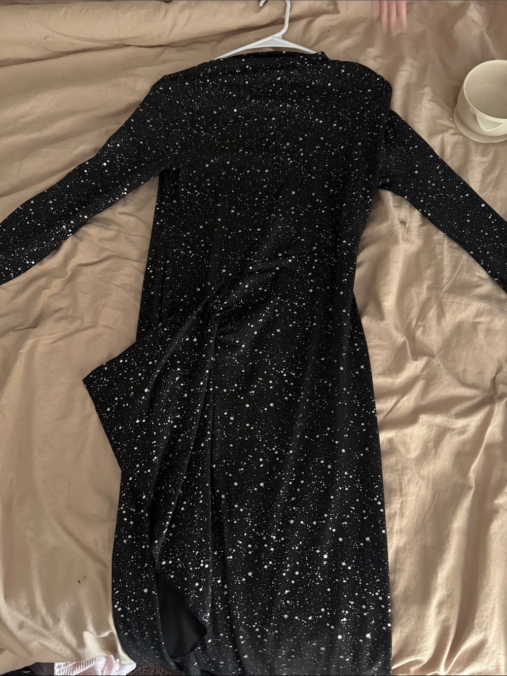 SHEIN Black Sparkle Maxi Dress with Long Sleeves